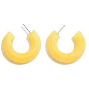 Marbled Acetate Hoop Earrings Yellow